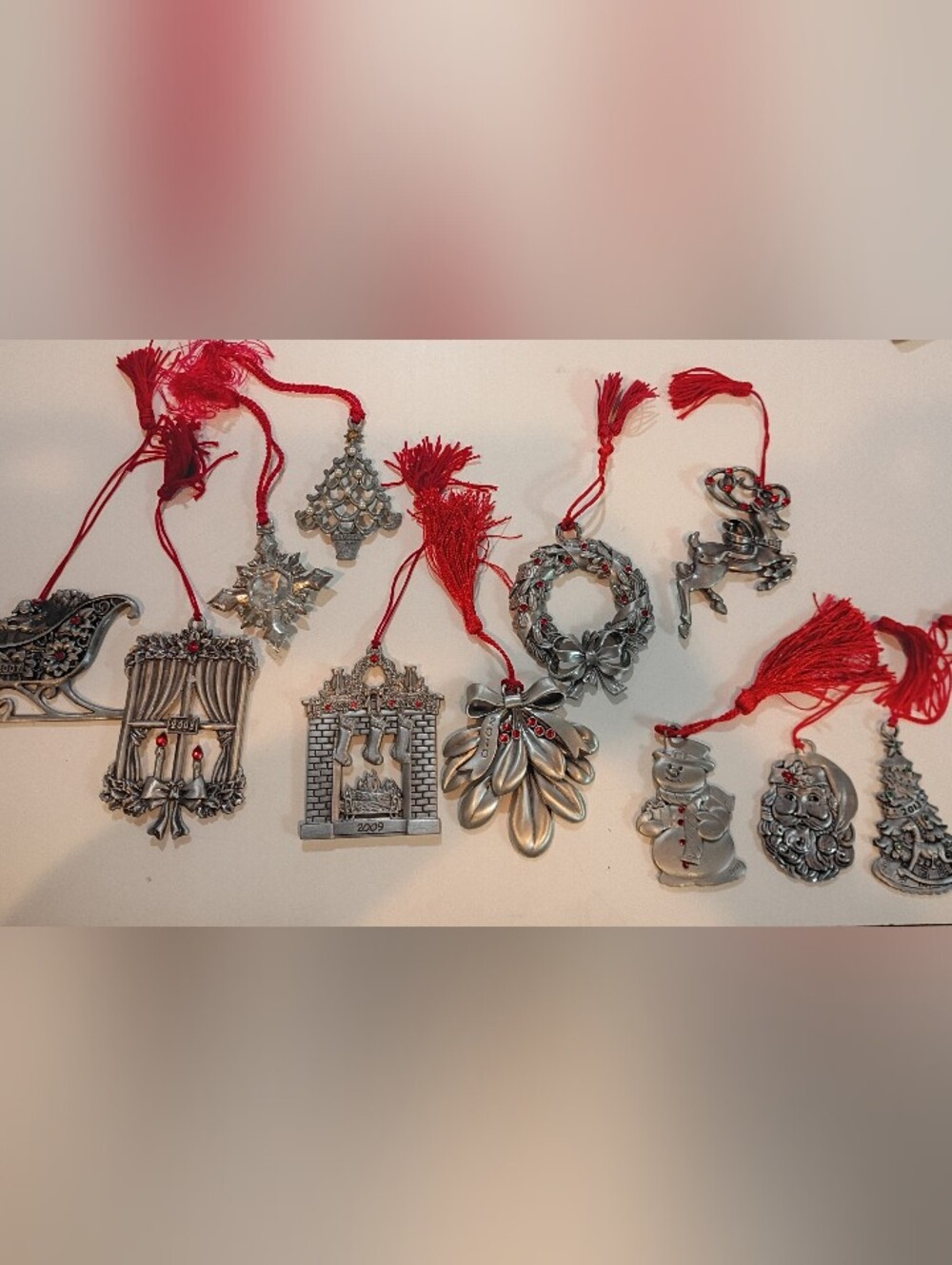 Avon Pewter Holiday Ornament Set 2003-2014